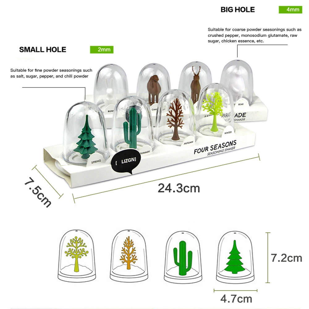 4pcs Four Seasons Plant Spice Jar Creative Animals Seasoning Bottle Salt Sugar Pepper Shaker Cooking Tool Kitchen Supplies | Дом и сад