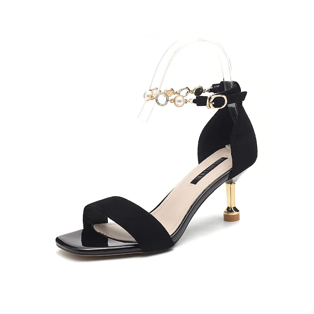 

2021 Fashion Hot New Summer Thin Heels Sandals Women Ankle Strap Buckle Shoes String Bead Casual Sexy Sandals