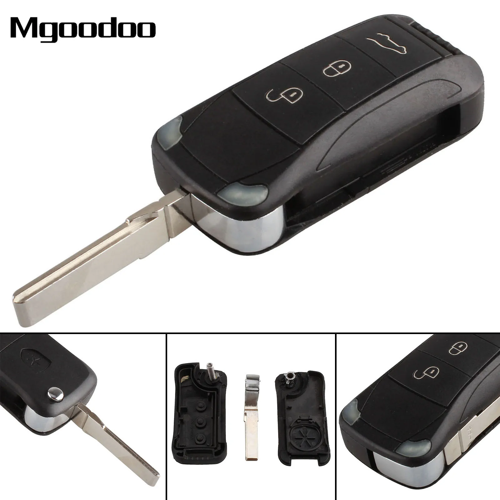 Mgoodoo Key Shell Remote Flip Folding Car Case Fob 3 Buttons For Porsche Cayenne 2010 2009 2008 2003 2004 2005 2006 | Автомобили и