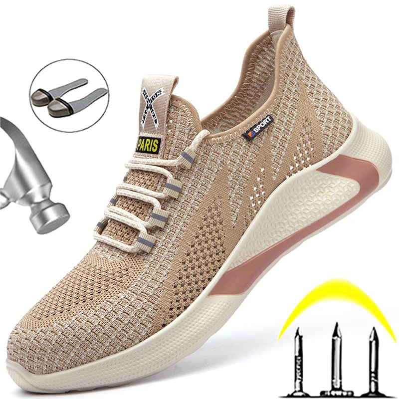 

Breathable Lightweight Work Sneakers Indestructible Safety Shoes Steel Toe Cap Protective Shoes Men Puncture-Proof Footwear Male