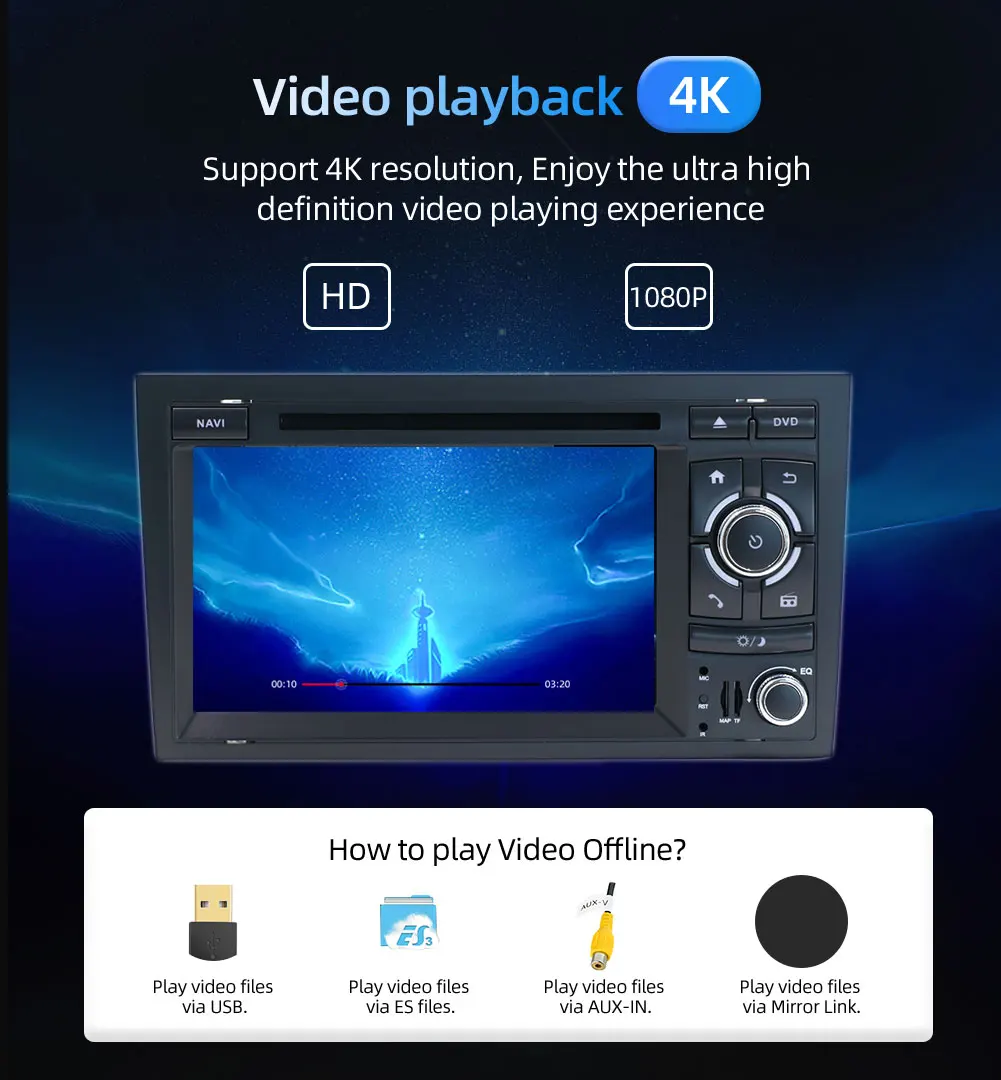 2 din android 9.0 octa cores car dvd player gps for Audi A4 B6 B7 S4 B7 B6 RS4 B7 SEAT radio head unit canbus 64G ROM