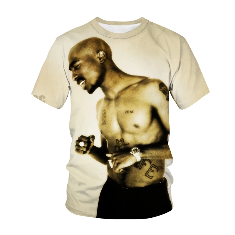 

Men's T-shirt 2PAC 3D Printing Streetwear Rapper Hip Hop T-shirt Men and Women Sports and Leisure Tee Top Oversized T-shirt Clot