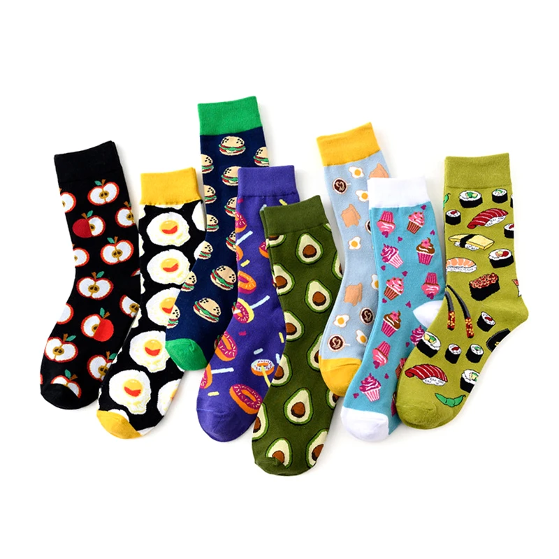 

Новый авокадо омлет гамбургер Apple суши десерт еда креативные носки для забавные Женские повседневные носки, мужские короткие сумасшедший, счастливый хлопковые носки