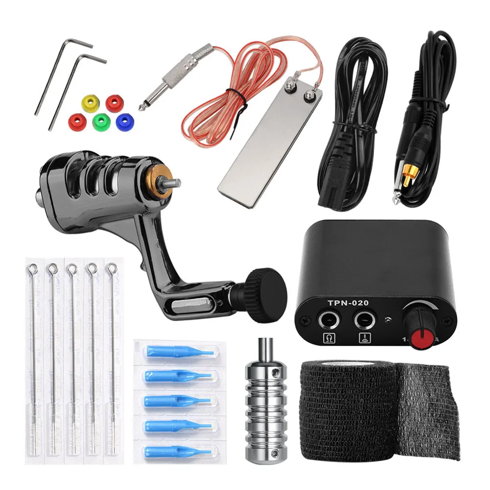 

Pro Tattoo Machine Kit Complete Tattoo Machine Kit Set Power Supply Grips Permanent Makeup Body Art Tools Set