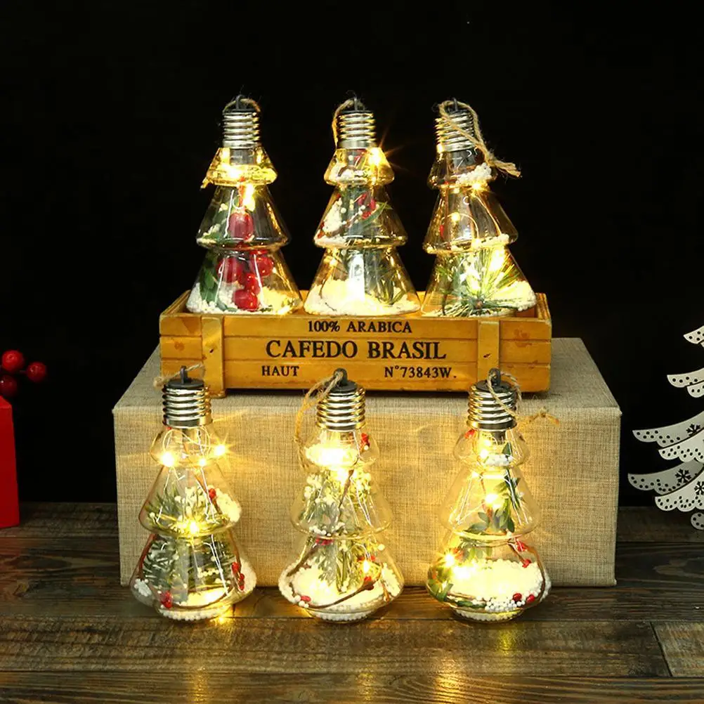 

Christmas Tree Decoration Plastic LED Bulb Lights Ball Santa Claus Snowman Hanging Pendant Ornament Navidad Xmas Home Decor