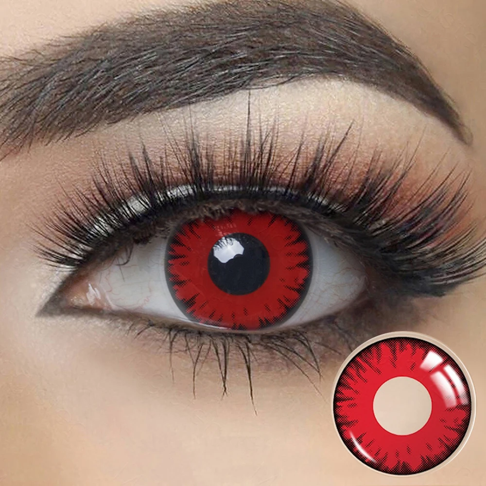 Red Lenses Anime Cosplay Contact Colored for Eyes Color 2Pcs Halloween Year Sharingan | Красота и здоровье