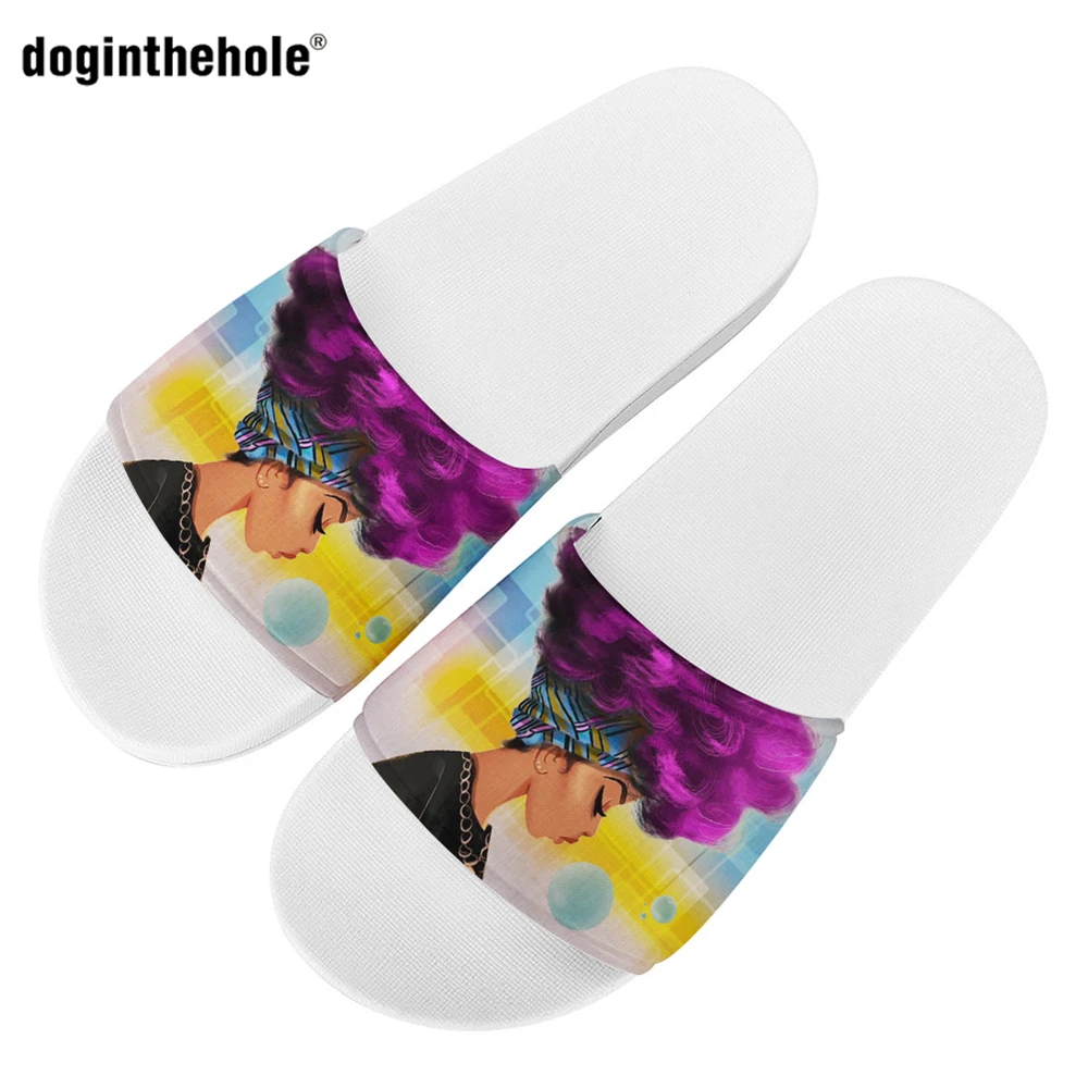 

FORUDESIGNS Africa Art Black Girls Printed Home Slippers Women Beach Luxury Sandals Summer Fashion Girls House Indoor Flip Flop