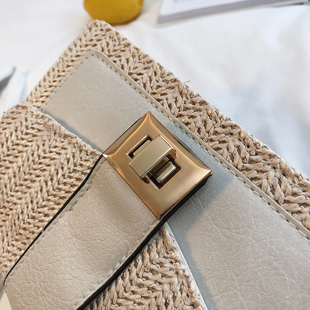 

Women Beach Crossbody Bags Color Matching Woven Bag Burlap Shoulder Bags Square Bag Messenger Bags bolsa feminina #LG