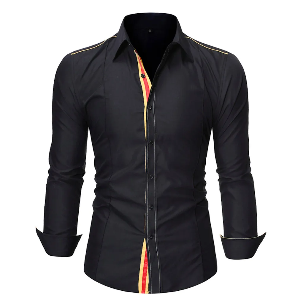 Модная мужская рубашка с длинным рукавом летняя осенняя модная однотонная