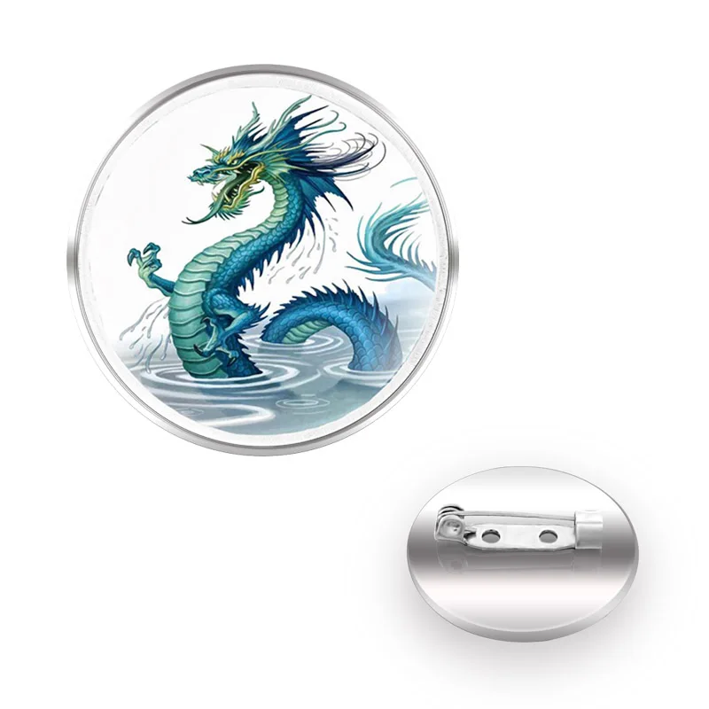 

Classic Qinglong Design брошь Brooches Collar Pin Glass Convex Dome High Quality брошки на одежду Accessories Gift