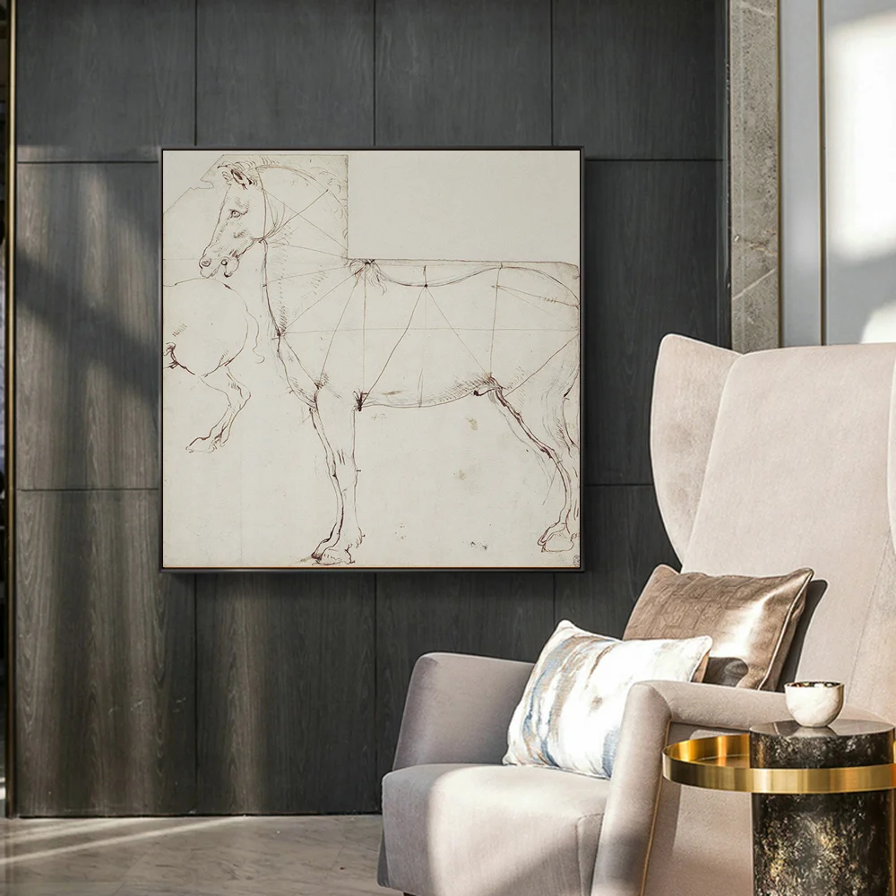 Картина на холсте с изображением лошади Леонардо да Винчи 1878 художественные