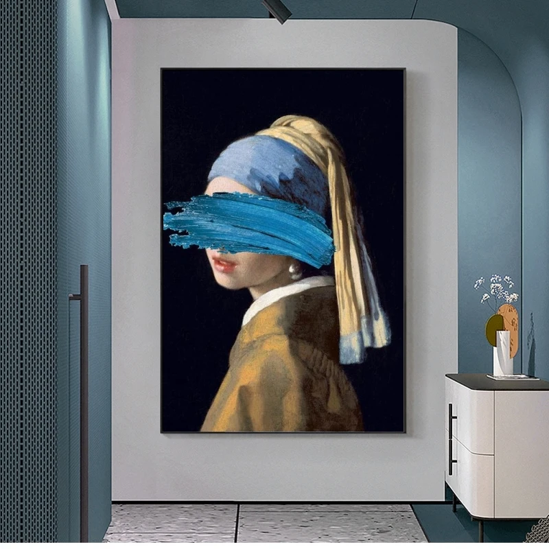 Девушка с жемчугом Серьги забавные художественные картины печать на холсте