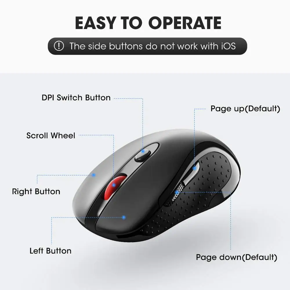 VicTsing беспроводная 2 4G USB оптическая мышь компьютерная игровая с эргономичной 2400DPI