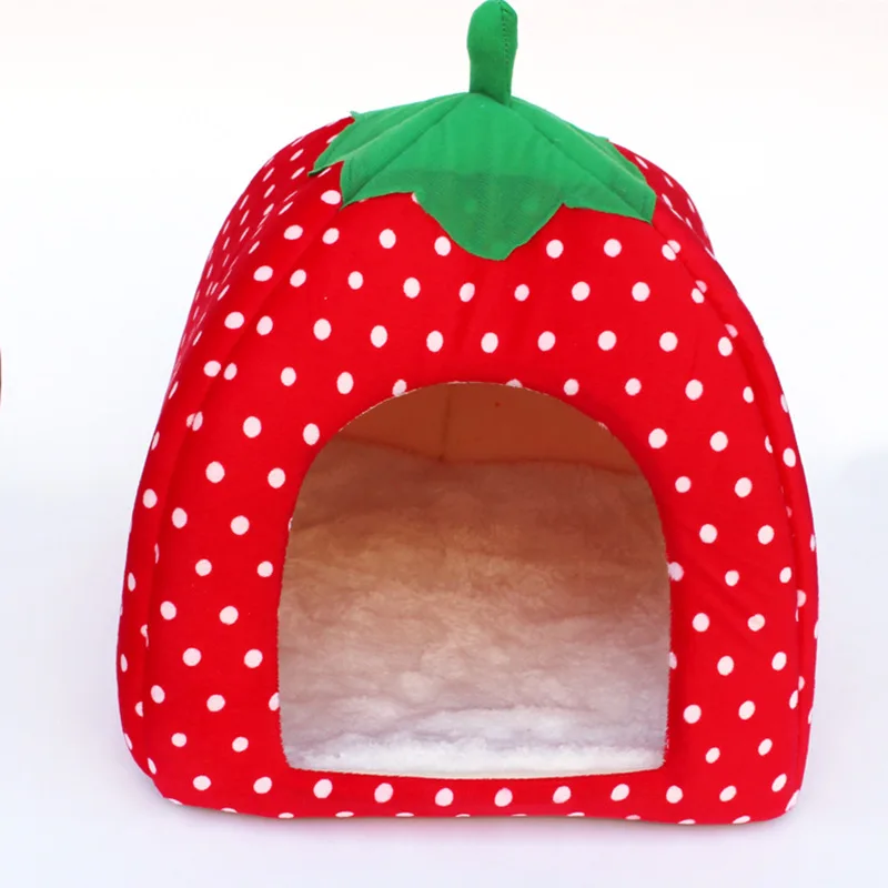 Мягкая яркая палатка в виде клубники модная тёплая кровать для щенка домик