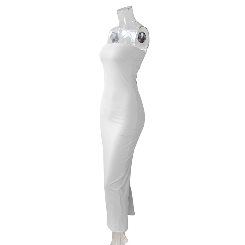 

Women's White Sexy Wrapped Chest Halter Dress 2021 Summer Pleated Bag Hip Short Skirt New Sleeveless Tube Top Long Women's Dress