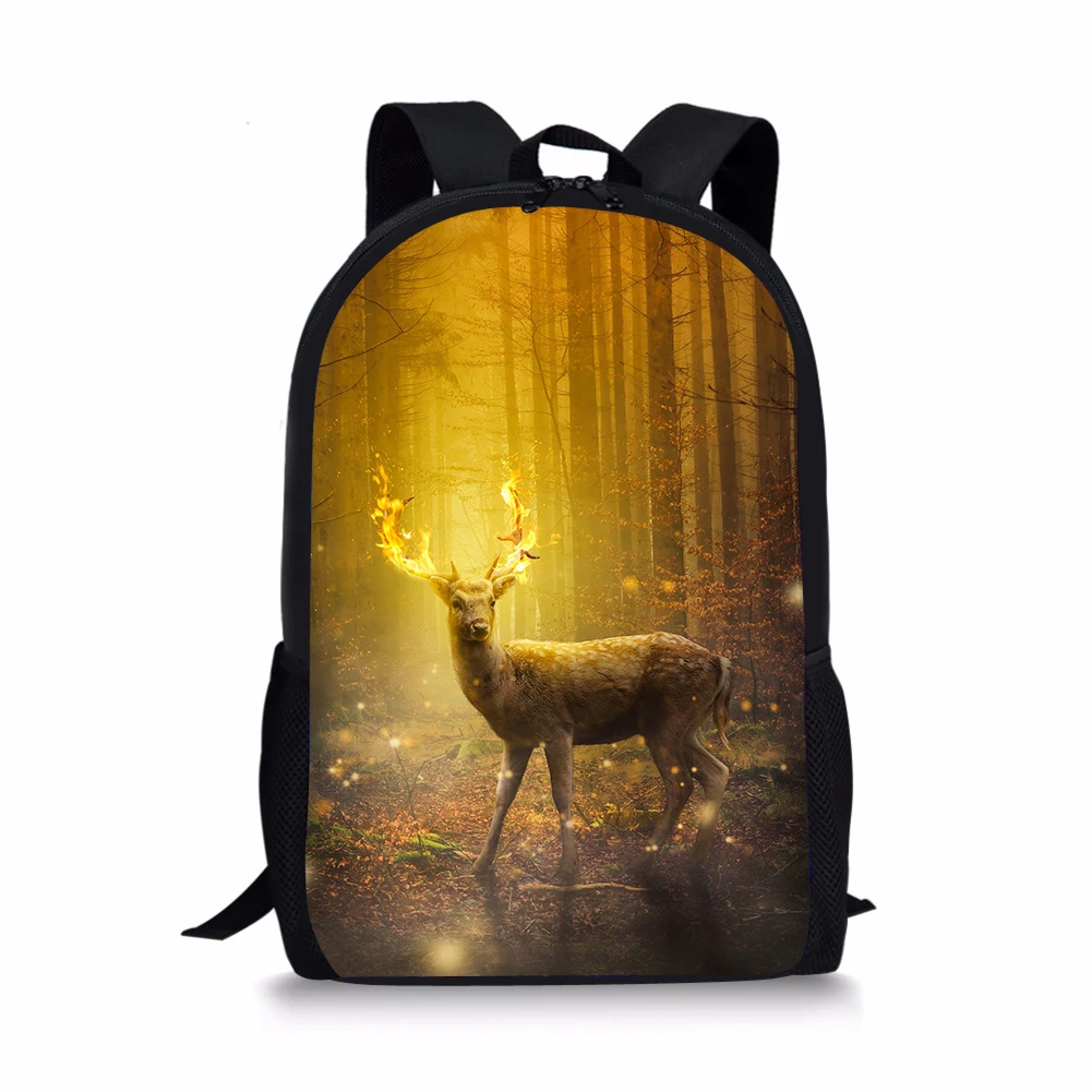Fashion Children's Backpack Fantastic Deer Painting Toddler Kids School Book Bags Kawaii Animal Girls Travel Backpack