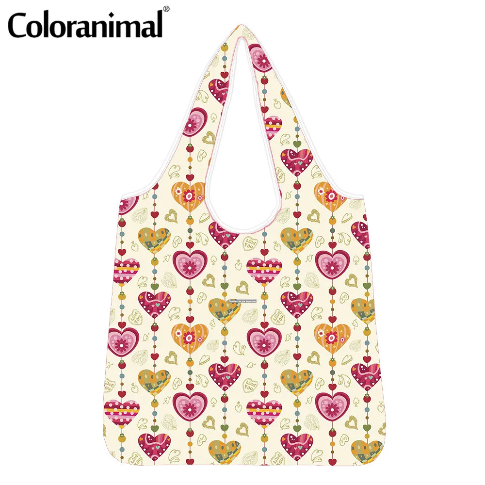 

Coloranimal для женщин переносной Большие хозяйственные сумки модные комплекты с рисунком в виде надписи "любовь" Дамская сумка-шоппер сумки Сум...