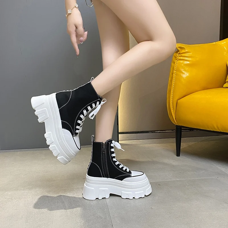 Кеды женские с высоким верхом холщовые кроссовки на платформе Вулканизированная