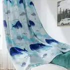 Затемняющие шторы для детской комнаты, оконные драпировки с принтом синего Кита и морского океана, затемняющие, для мальчиков