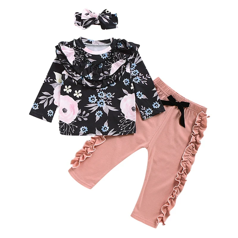 Детский Комплект из трех предметов брюки с длинными рукавами повязка на голову