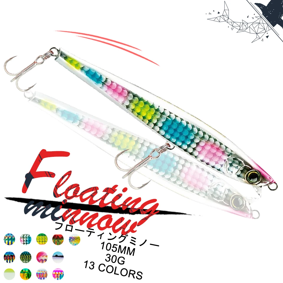 

1PCS 105MM 30G Minnow Floating Fishing Hard Lures Swimbait Suspend Pencil Wobbler Artificial Bait Japan Fishing Tackle
