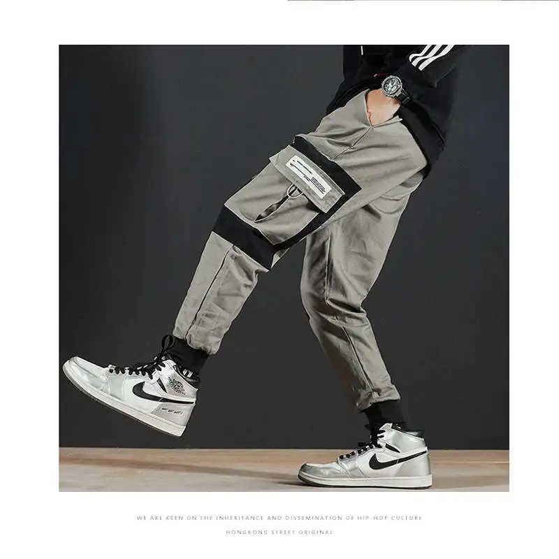 Мужские Джоггеры в стиле хип хоп черные шаровары с несколькими карманами и