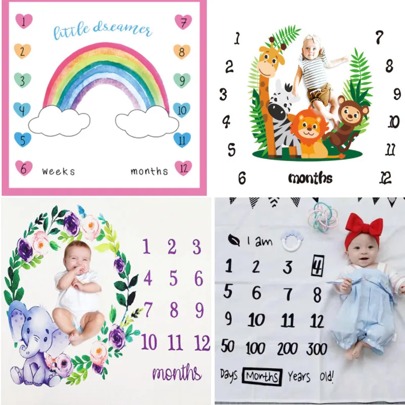 Baby Growth Background Carpet Monthly Milestone Blanket Photo Props Cloth Rug Newborn Infant Boy Girls Photography