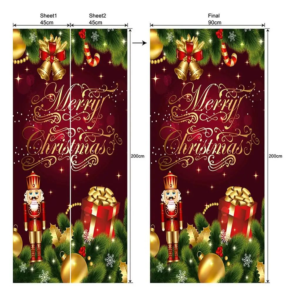 

2pc Christmas Stickers PVC Removable Waterproof Colorful Decals Wallpaper New Year Kids Room Decor Door Stickers
