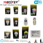 Умсветодиодный Светодиодная лампа MiBoxer 2,4G, MR16, GU10, E14, E27, 4 Вт, 5 Вт, 6 Вт, 9 Вт, 12 Вт, CCT  RGB + лампа CCT, беспроводной пульт дистанционного управления, Wi-Fi, голосовое управление через приложение