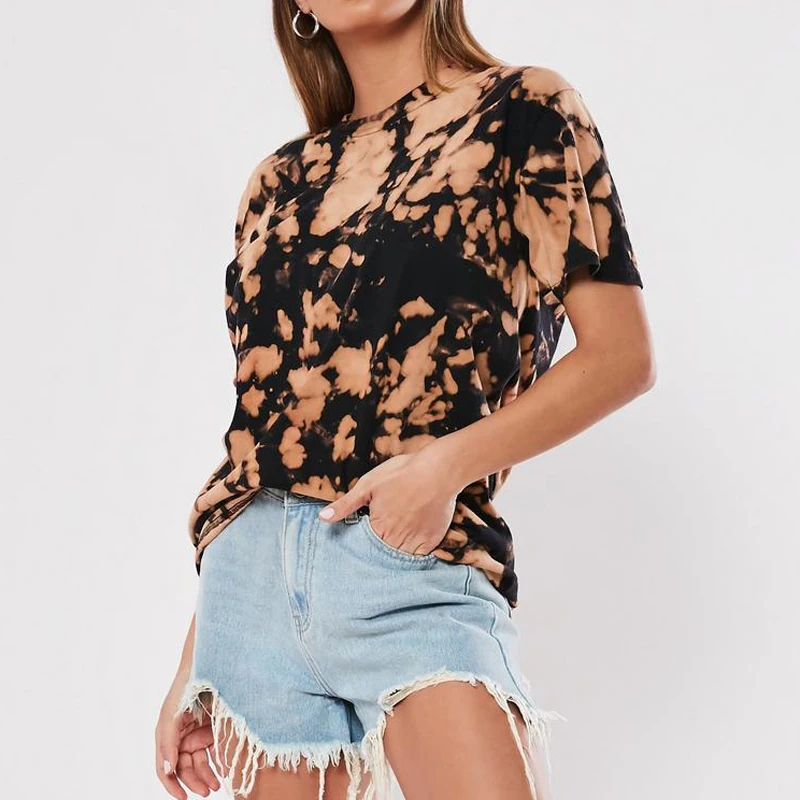 Женская Повседневная футболка с коротким рукавом свободная рубашка принтом