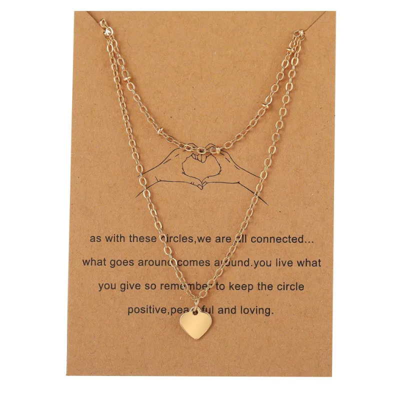 

Vintage Heart Pendant Double Layer Necklace Women Jewelry New