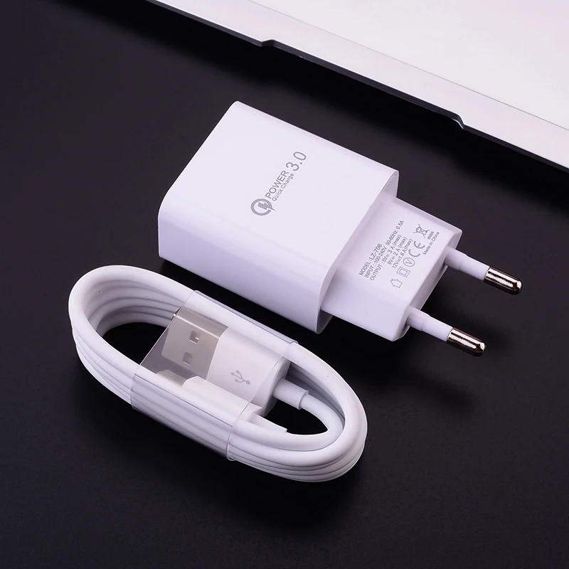 Быстрое зарядное устройство QC 3 0 с USB-портом и разъемом Type-C Micro зарядный кабель для