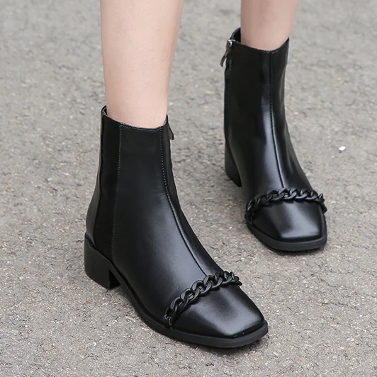 Tanariya/Новое поступление обувь женские ботинки ботильоны с цепочкой на молнии