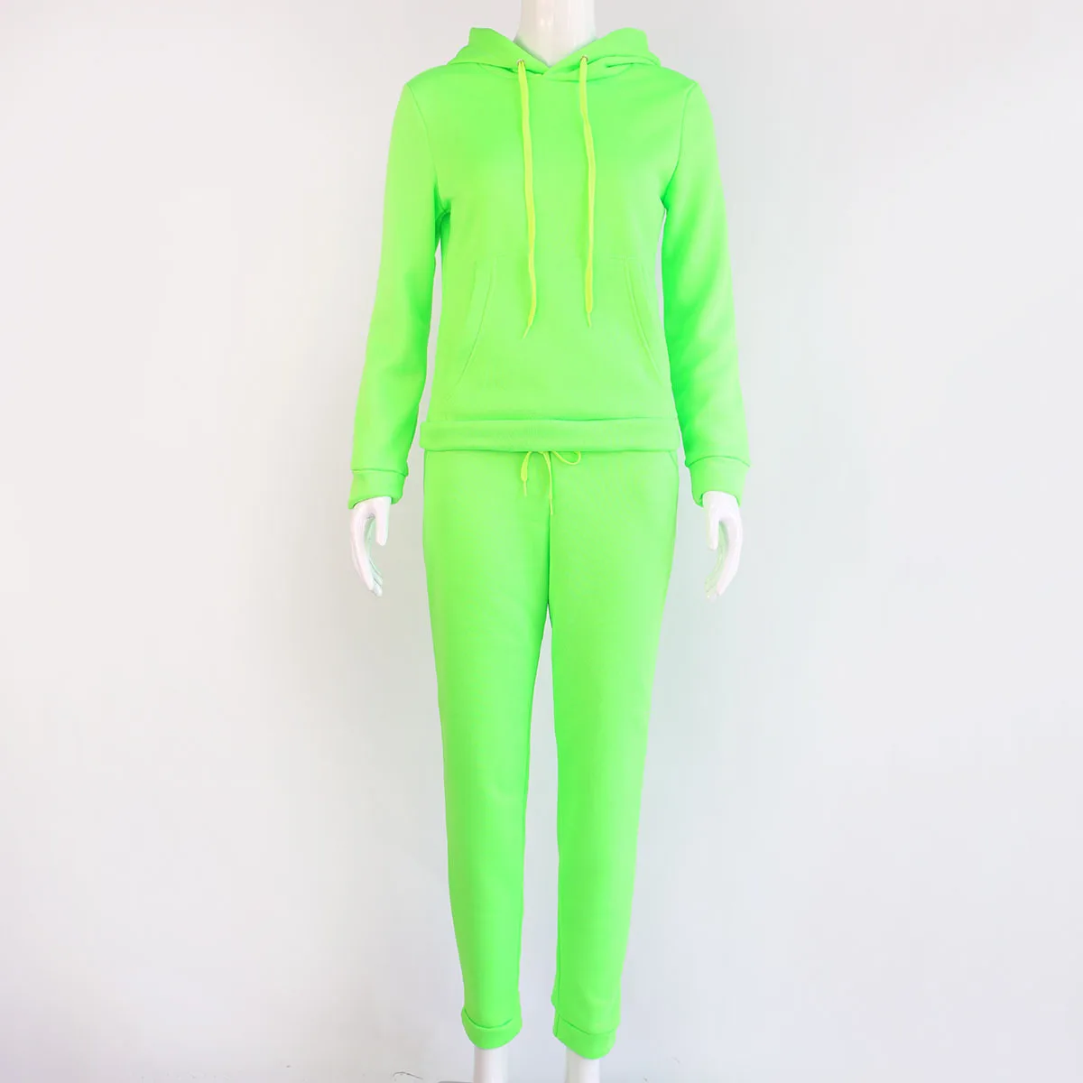 Новый осенний спортивный костюм однотонный розовый неоновый зеленый комплект из