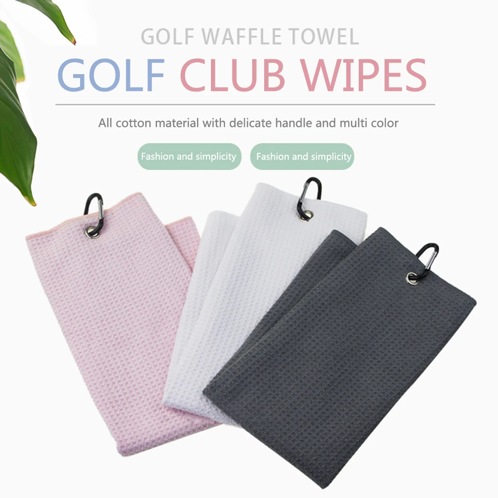 

Golf Towel Cotton Soft Waffle with Carabiner Clip Running Fitness Towels Sports Yoga Clubs Balls Hand Cleaning Towels