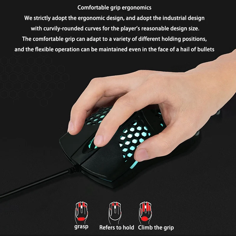 Игровая мышь Q2 USB Проводная светящаяся игровая с полым отверстием для компьютера