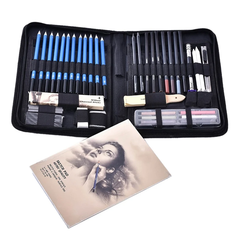 

48PCS Sketch Pencil Set Professional Sketching Drawing Pencils Kit Carry Bag Art Painting Tool Set