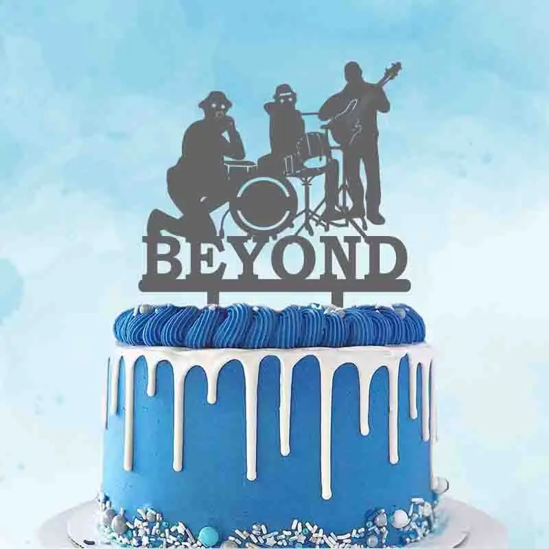 

Personalized Band Cake Topper Custom Band Name Band Playing Silhouette For Band Anniversary Party Cake Decoration Topper