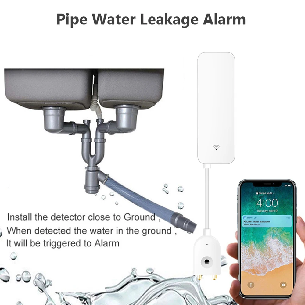 tuya home alarm water leakage alarm wifi leak sensor water flood overflow detector security alarm system alert no hub free global shipping
