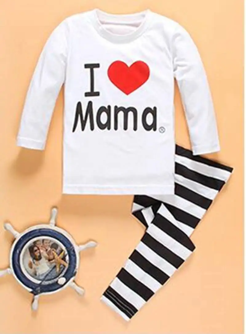 Новинка Сезон весна осень Детские пижамы Комплекты одежды для детей комплект I Love