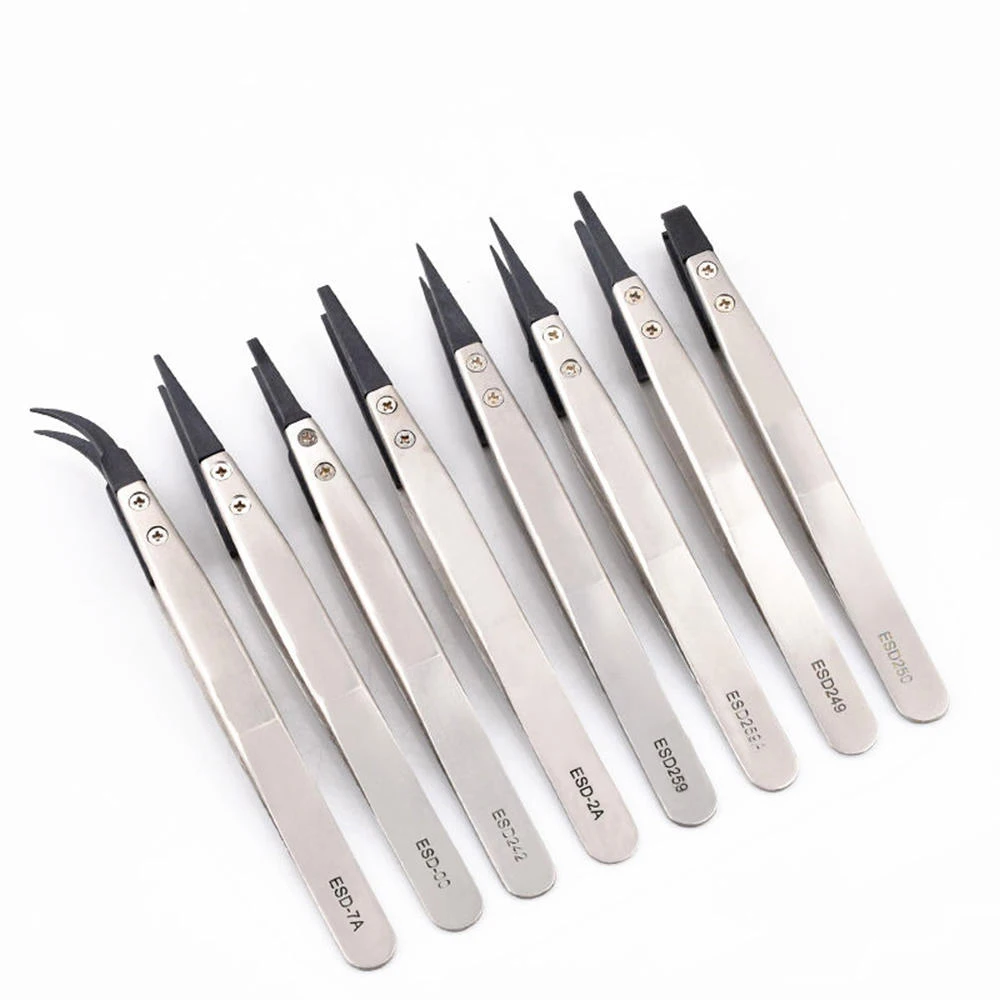 

Precision Tweezers Carbon Fiber Replaceable Tips Anti-Static Tweezers For Electronics Laboratory Work Craft Soldering
