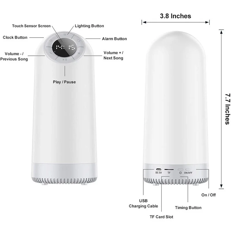 

Wireless Bluetooth 5.0 Speaker TWS Audio Alarm Clock with FM Function Three Gears Lighting Adjustable Surround Stereo 1500mAh