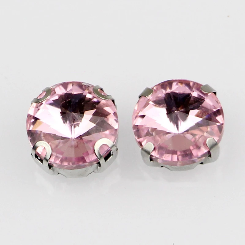 

NEW!20Pcs/Bag Pink Round Flatback Loose Rhinestone, Four Claws Silver Base AAA+ Glass For Jewelry/Apparel/Wedding Materials