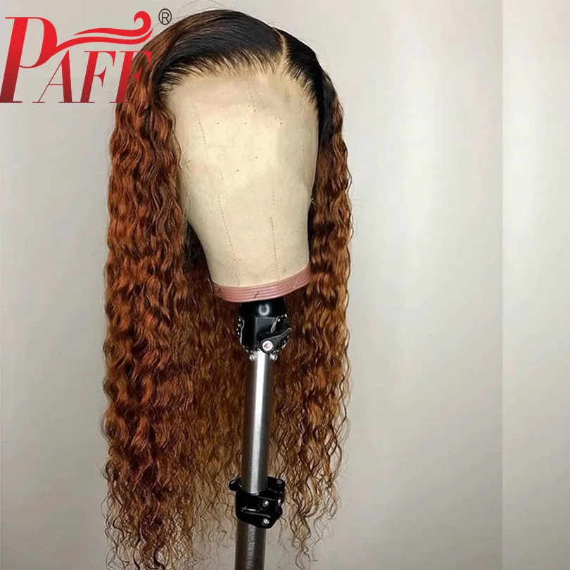 PAFF 4*4 шелковая основа кудрявый парик с Омбре цвет Предварительно сорвал с волосами младенца бразильские волосы remy кружева фронта человеческих волос парик