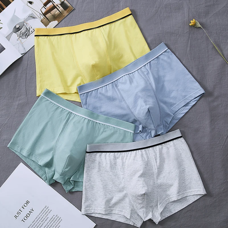 Нижнее белье для мальчиков 4 шт./упак. Детские хлопковые Однотонные трусы-боксеры