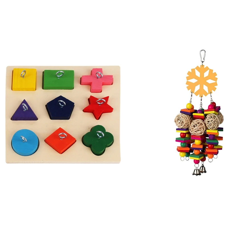 

Parrot Wooden Block Puzzle Toy with Bird Toys Parrot Toys Parrots Cage Chewing Toy