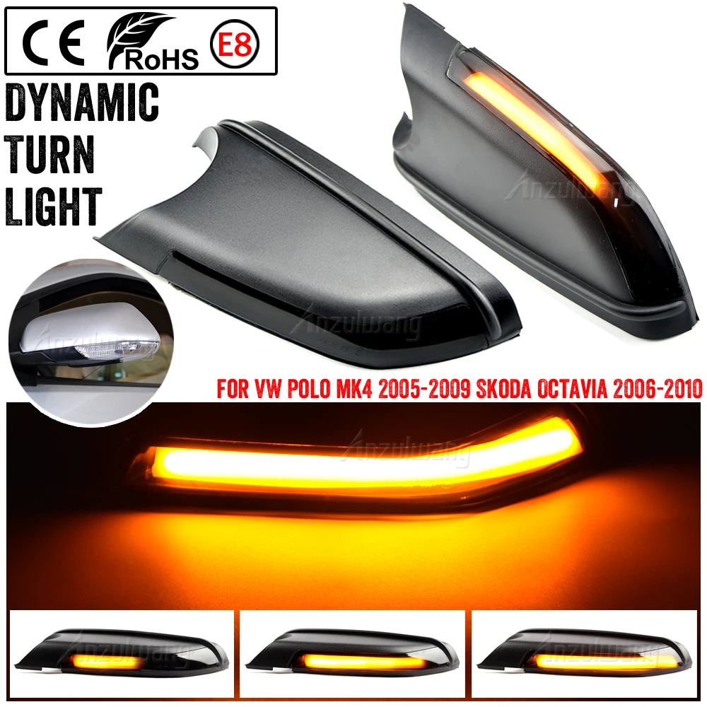 

For VW Volkswagen Polo mk4 9N3 FL Vento Skoda Octavia Led Side Wing Mirrors Dynamic Turn Signal Light Indicator Repeater Lamp