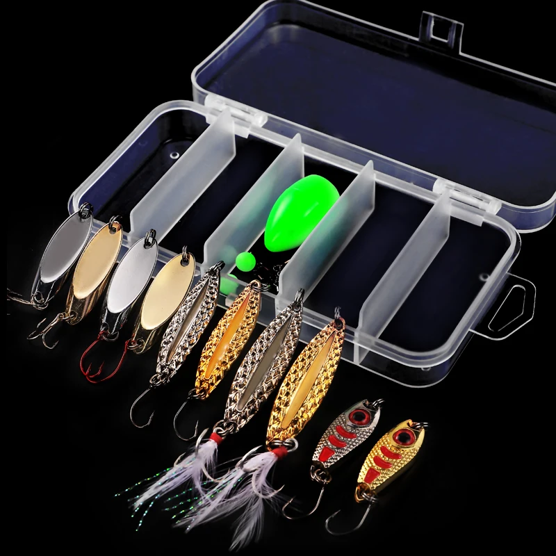 Металлическая вращающаяся блесна-ложка для ловли форели щуки перьев тройной