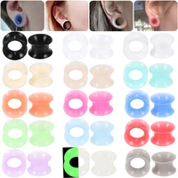 2pcslot silicone plug and tunnel flexible thin double flared earlet gauges earring expansion piercing flesh tunnel body jewelry