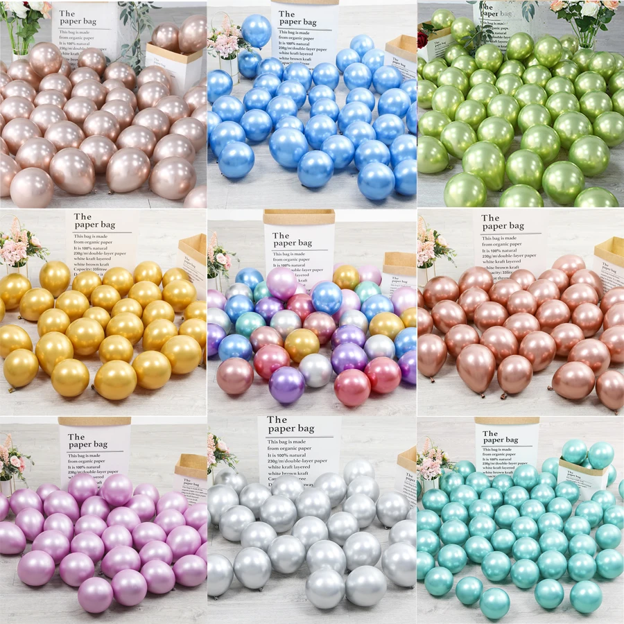 Воздушные шары металлические золотистые Серебристые зеленые фиолетовые 10/20 шт. -